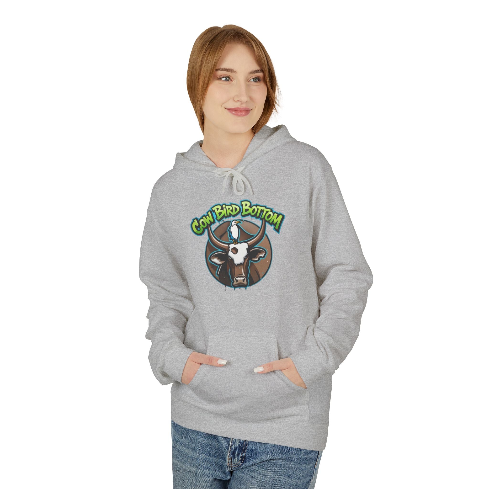 Cow Bird Bottom Hoodie — Graphic Cow Logo Pullover