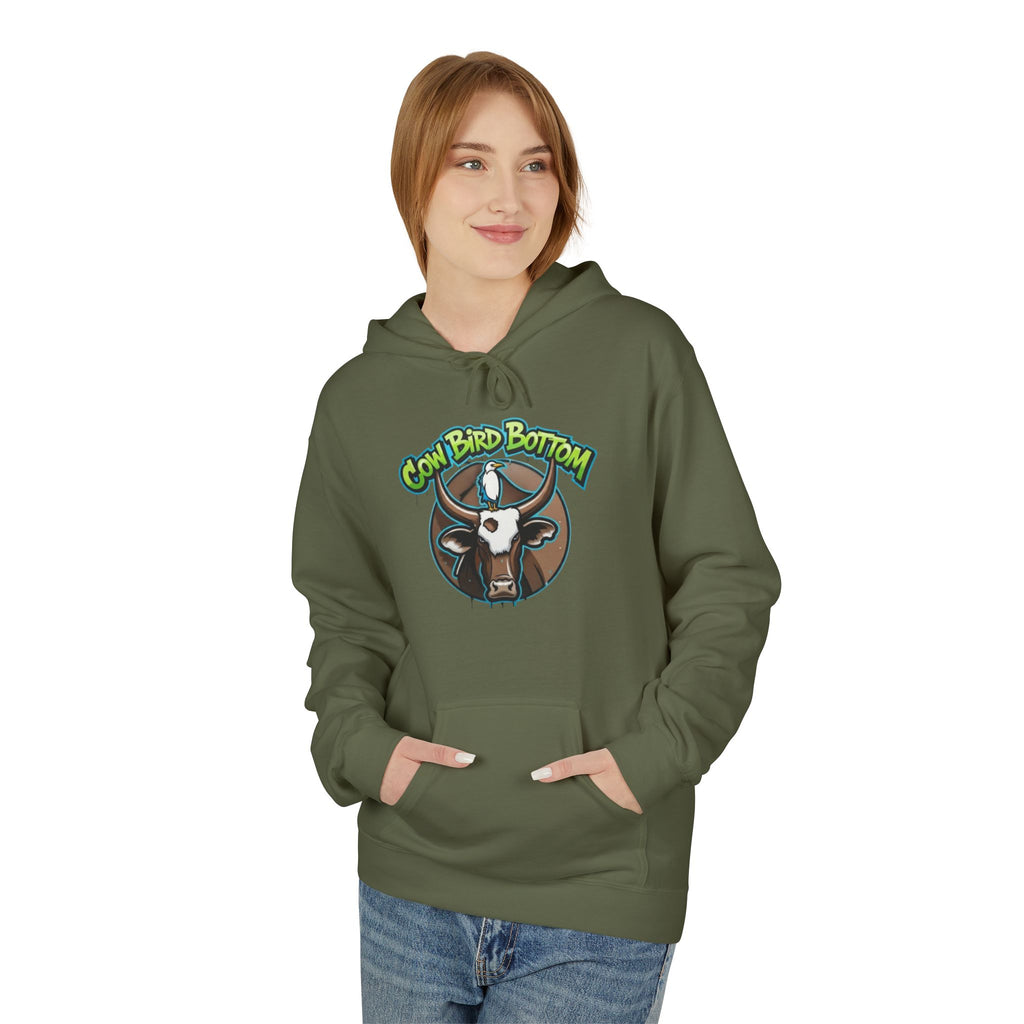 Cow Bird Bottom Hoodie — Graphic Cow Logo Pullover