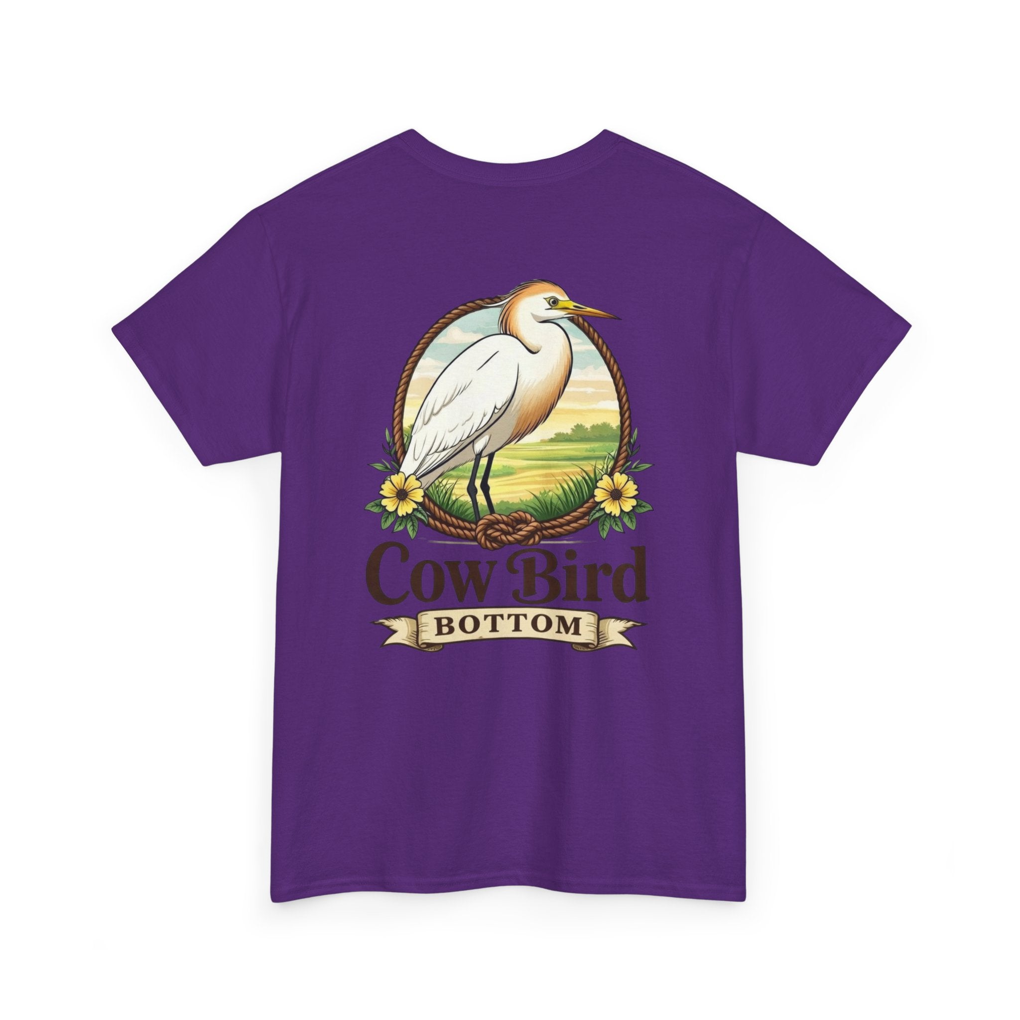 'Cow Bird Bottom' Graphic Tee — Vintage Bird Nature T‑Shirt