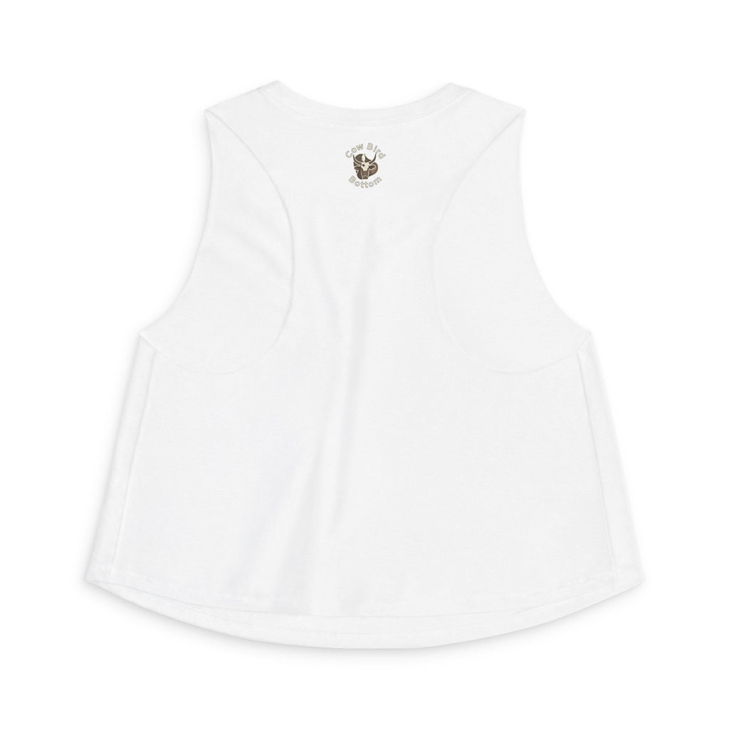 Southern Style Crop Top — 'Cow Bird Bottom' Vintage Heron Graphic