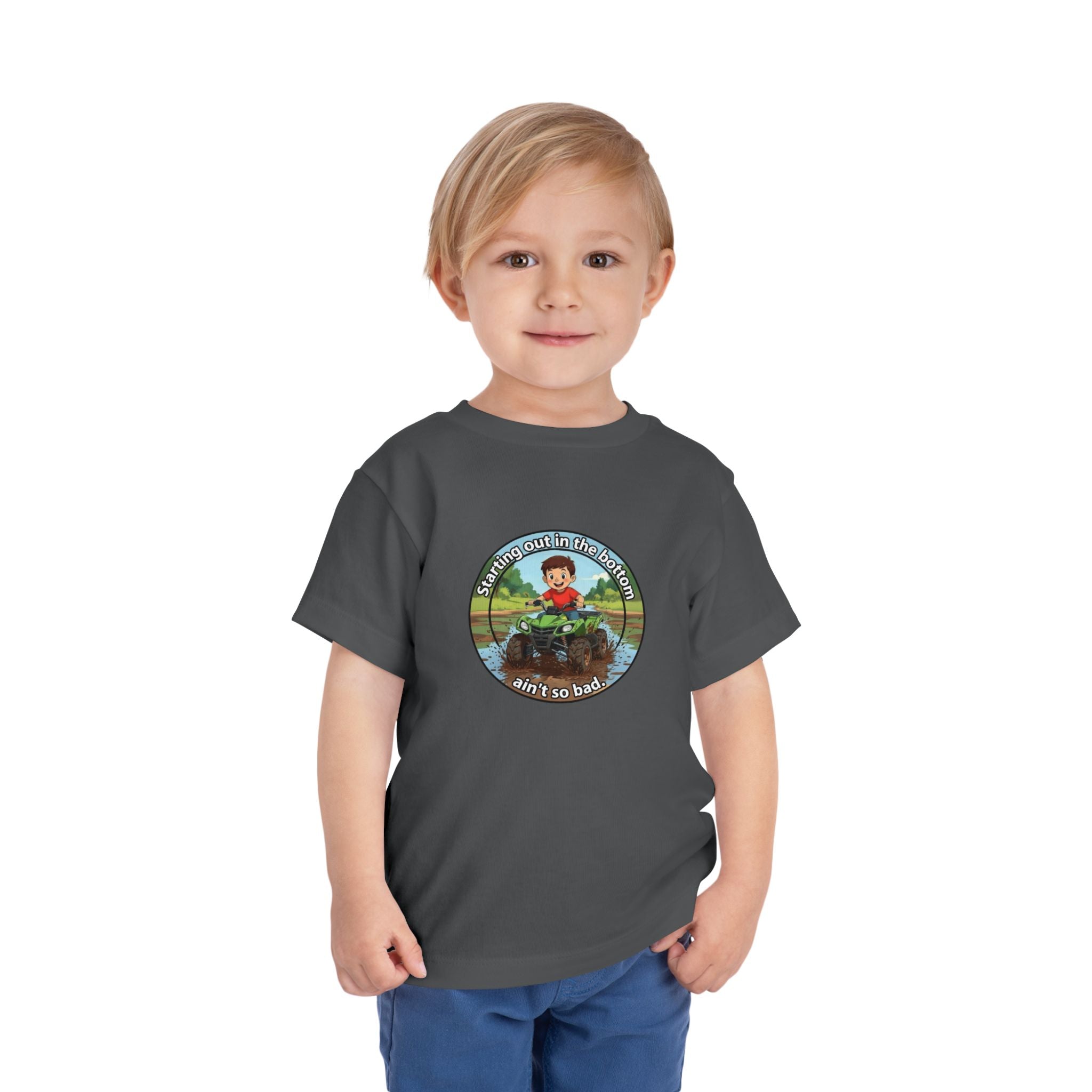 Cowbird Bottom Toddler Tee – Cute Fishing Adventure Graphic