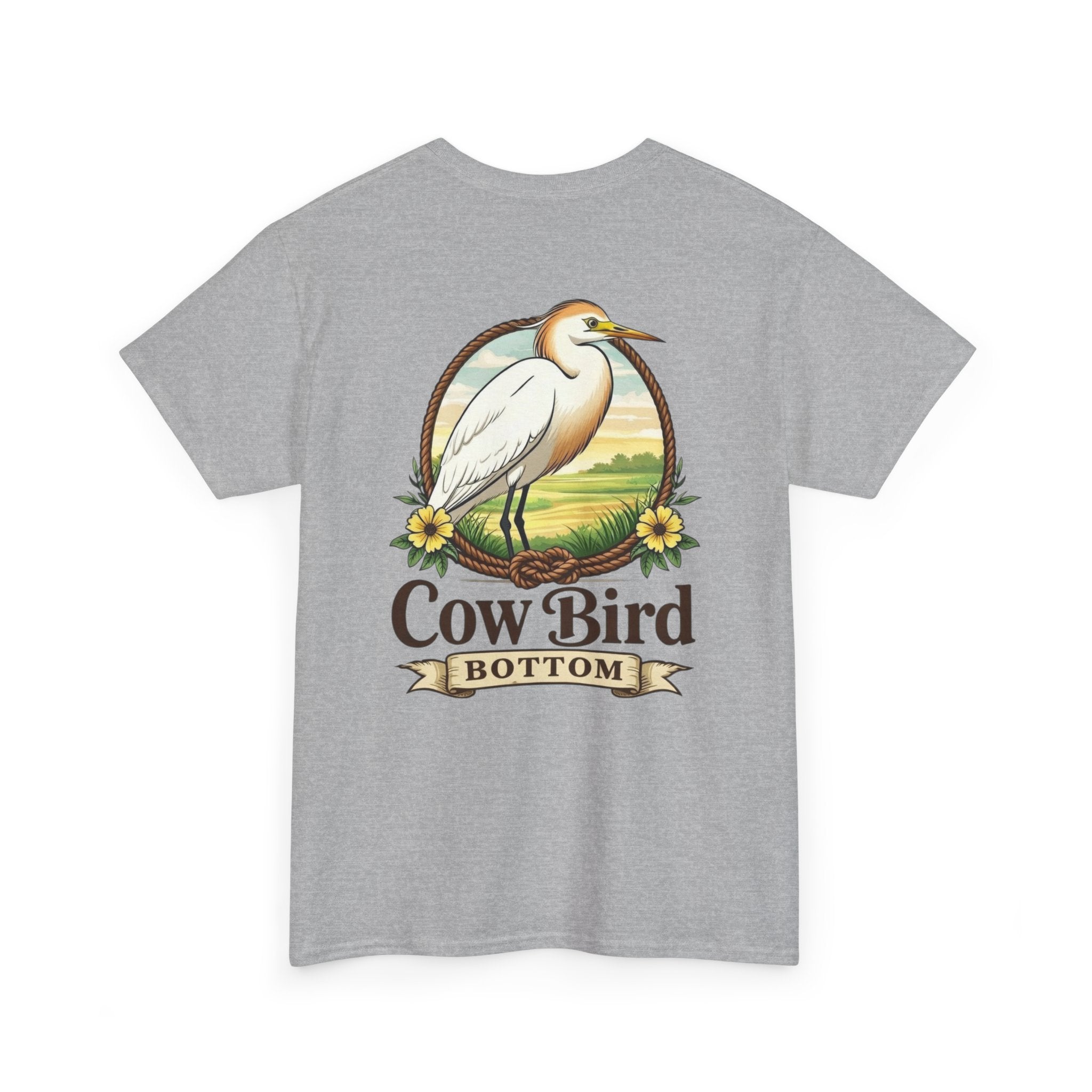 'Cow Bird Bottom' Graphic Tee — Vintage Bird Nature T‑Shirt