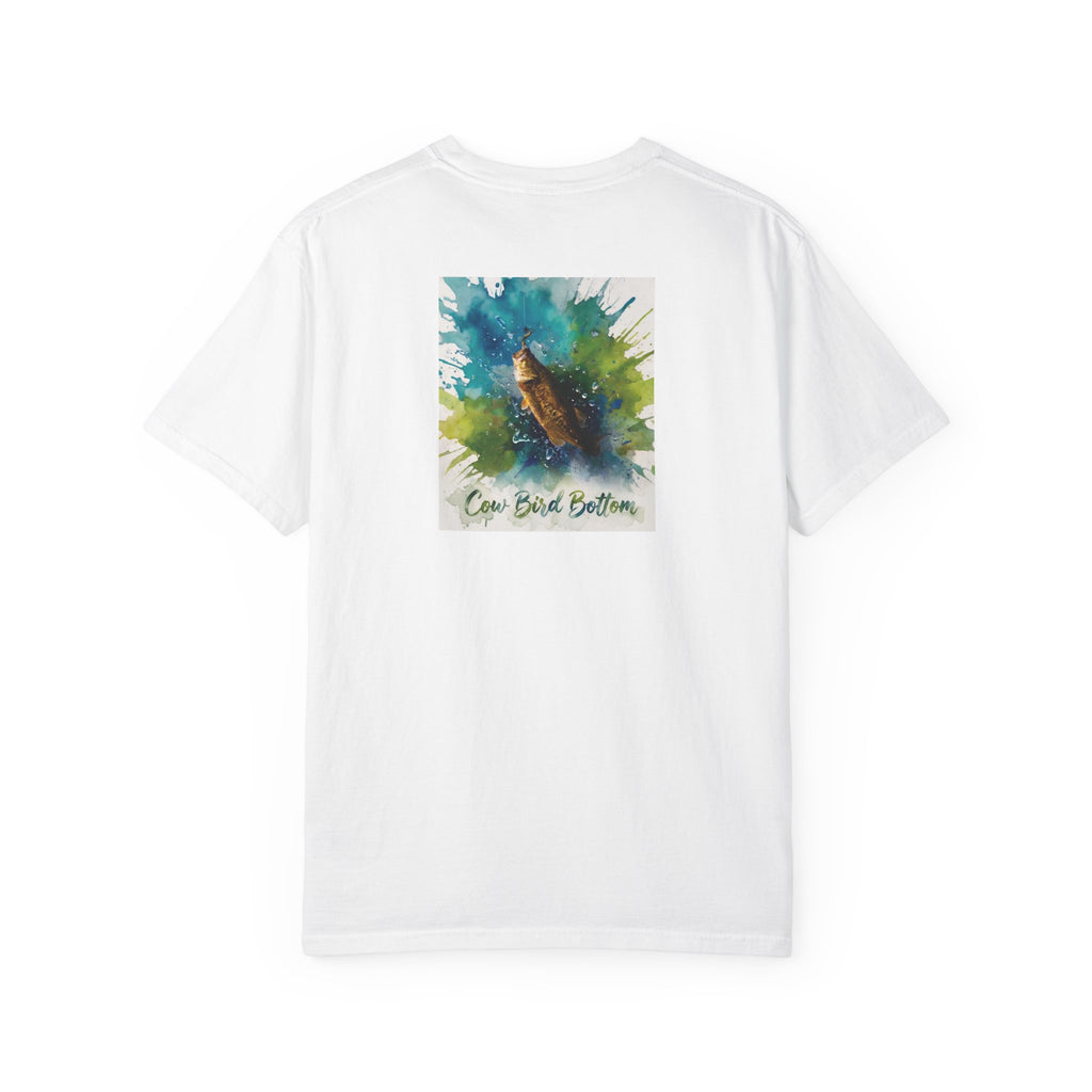 Fishing Watercolor T-Shirt — Cow Bird Bottom Graphic