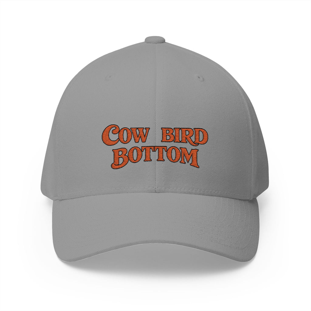 Cow Bird Bottom Embroidered Hat — Retro Green Logo Cap with Small American Flag