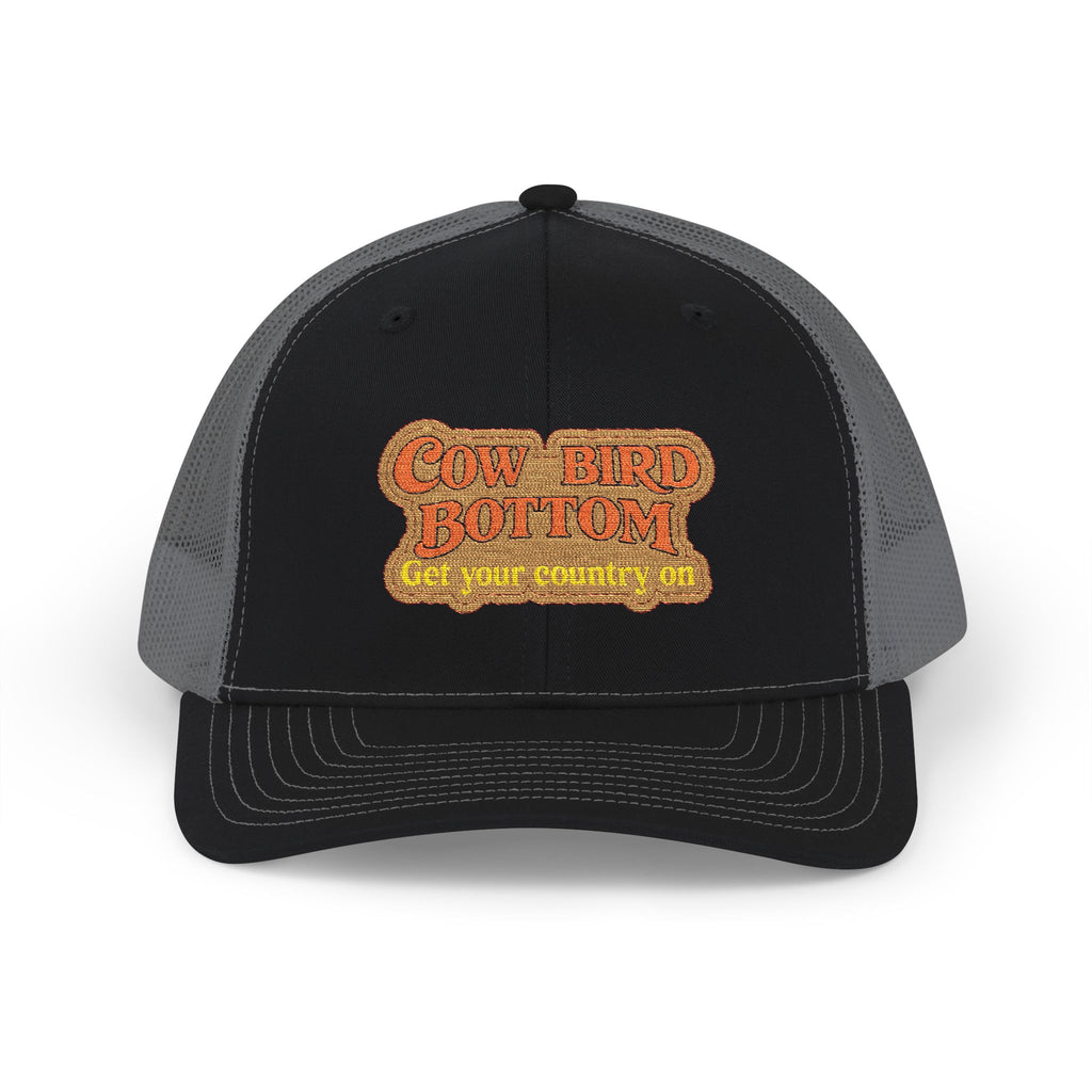 Cow Bird Bottom Patch Trucker Cap - Retro Neon Road Sign Snapback