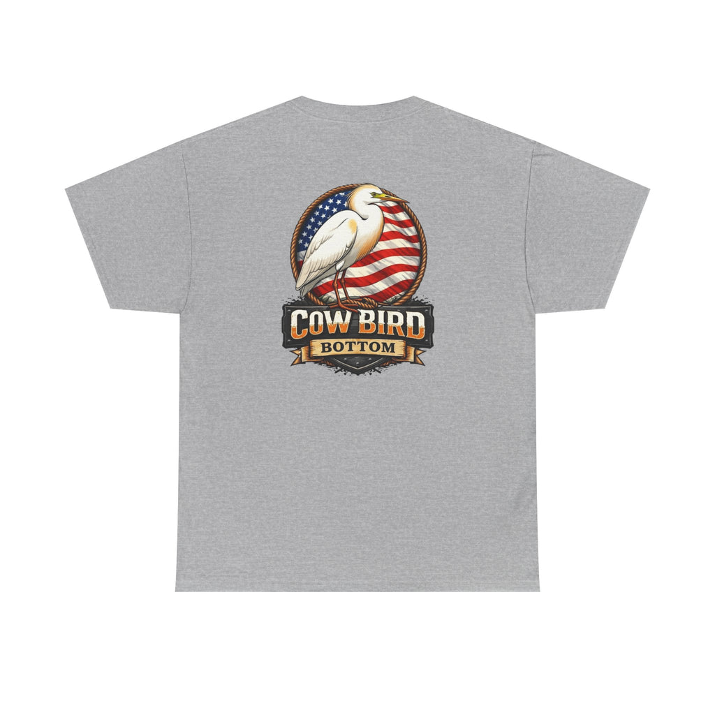 T-Shirt — Cow Bird Bottom Patriotic Graphic Tee