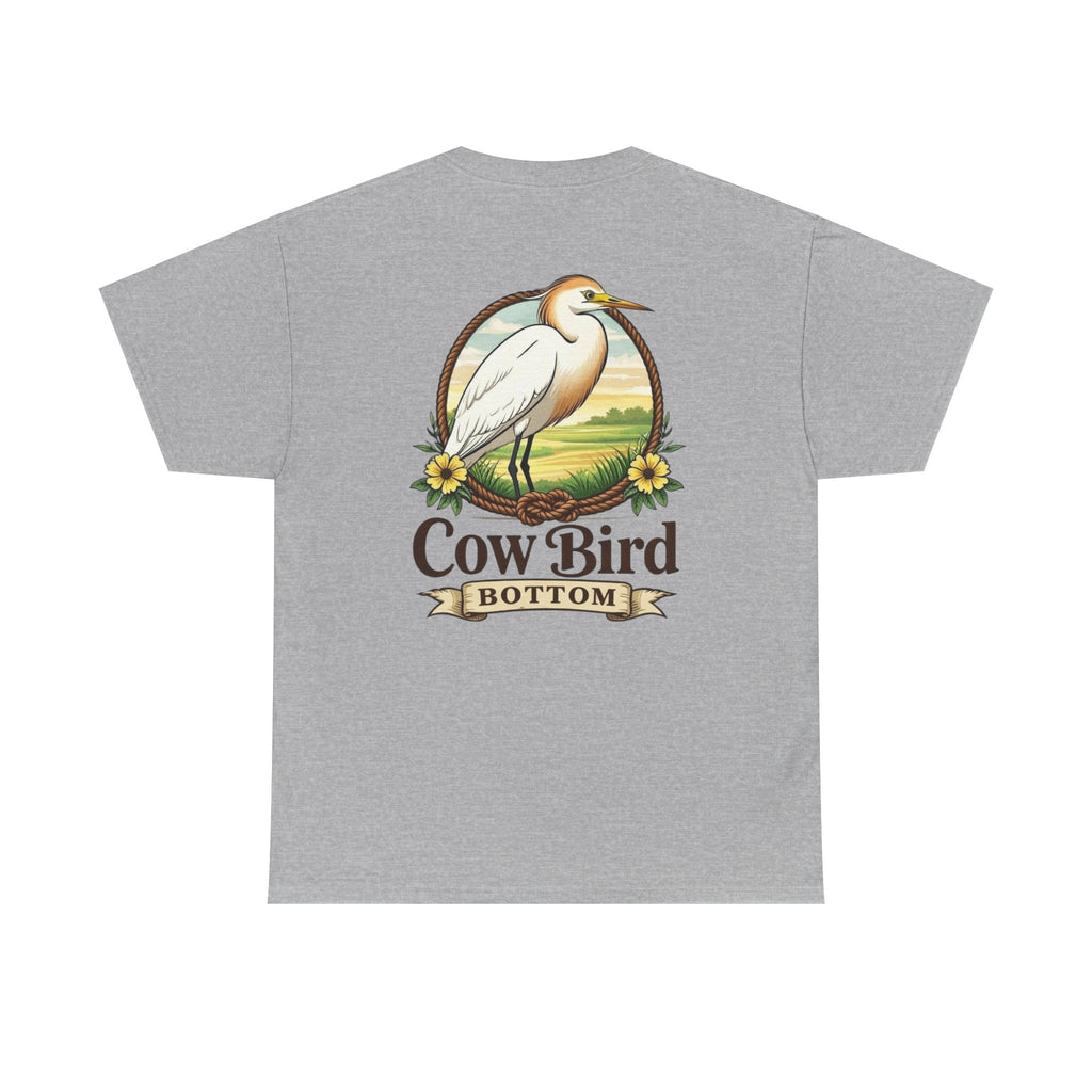 'Cow Bird Bottom' Graphic Tee — Vintage Bird Nature T‑Shirt