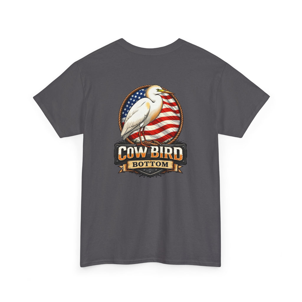 T-Shirt — Cow Bird Bottom Patriotic Graphic Tee