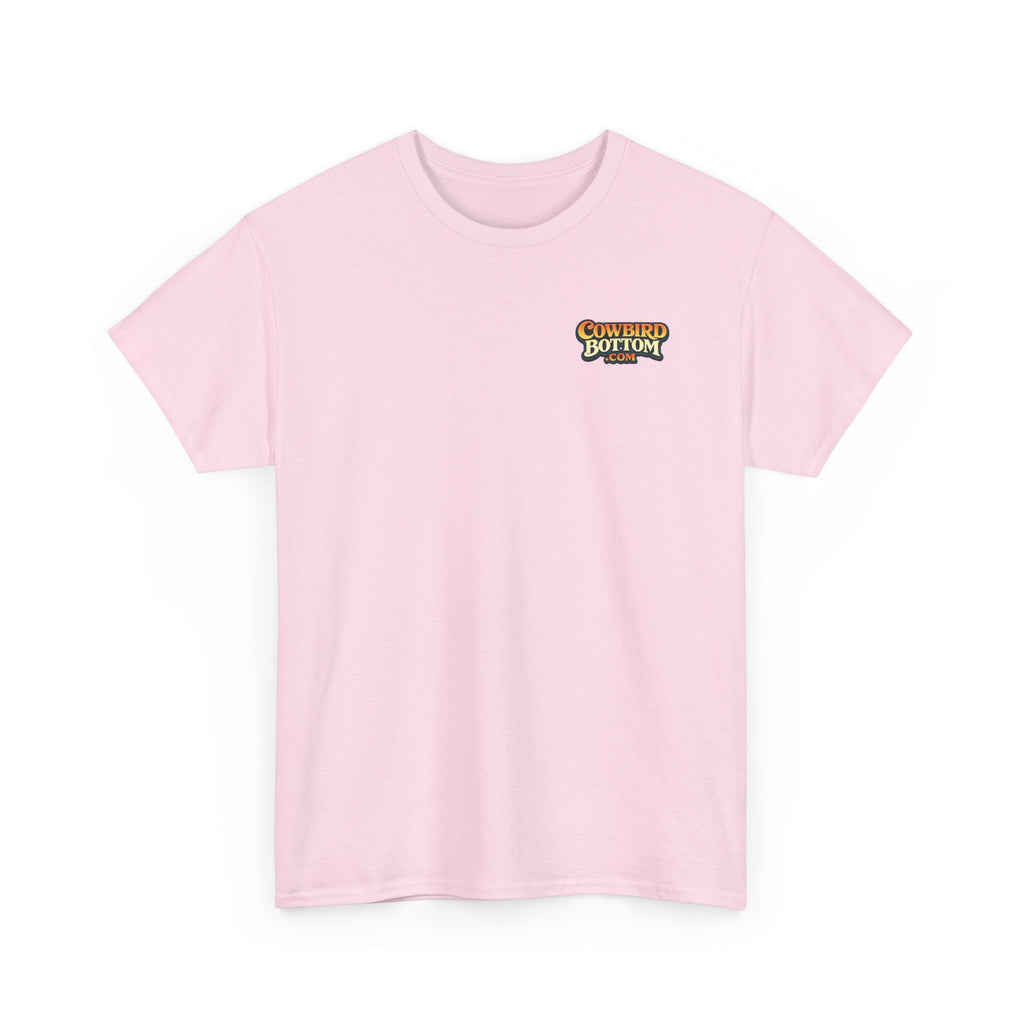 Graphic Tee — 'Cow Bird Bottom' Fishing Scene T-Shirt
