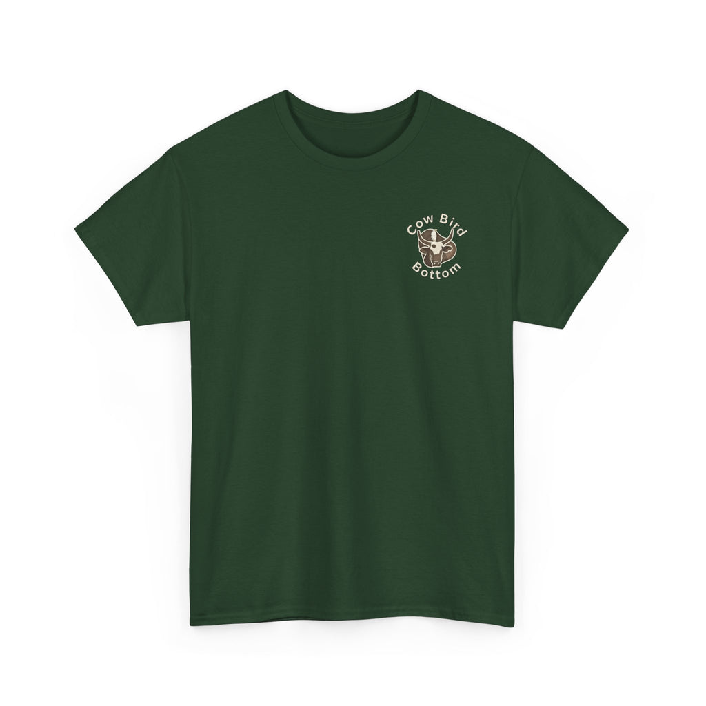 Cow Bird Bottoms Graphic Tee — Vintage Cow Skull Ranch T-Shirt