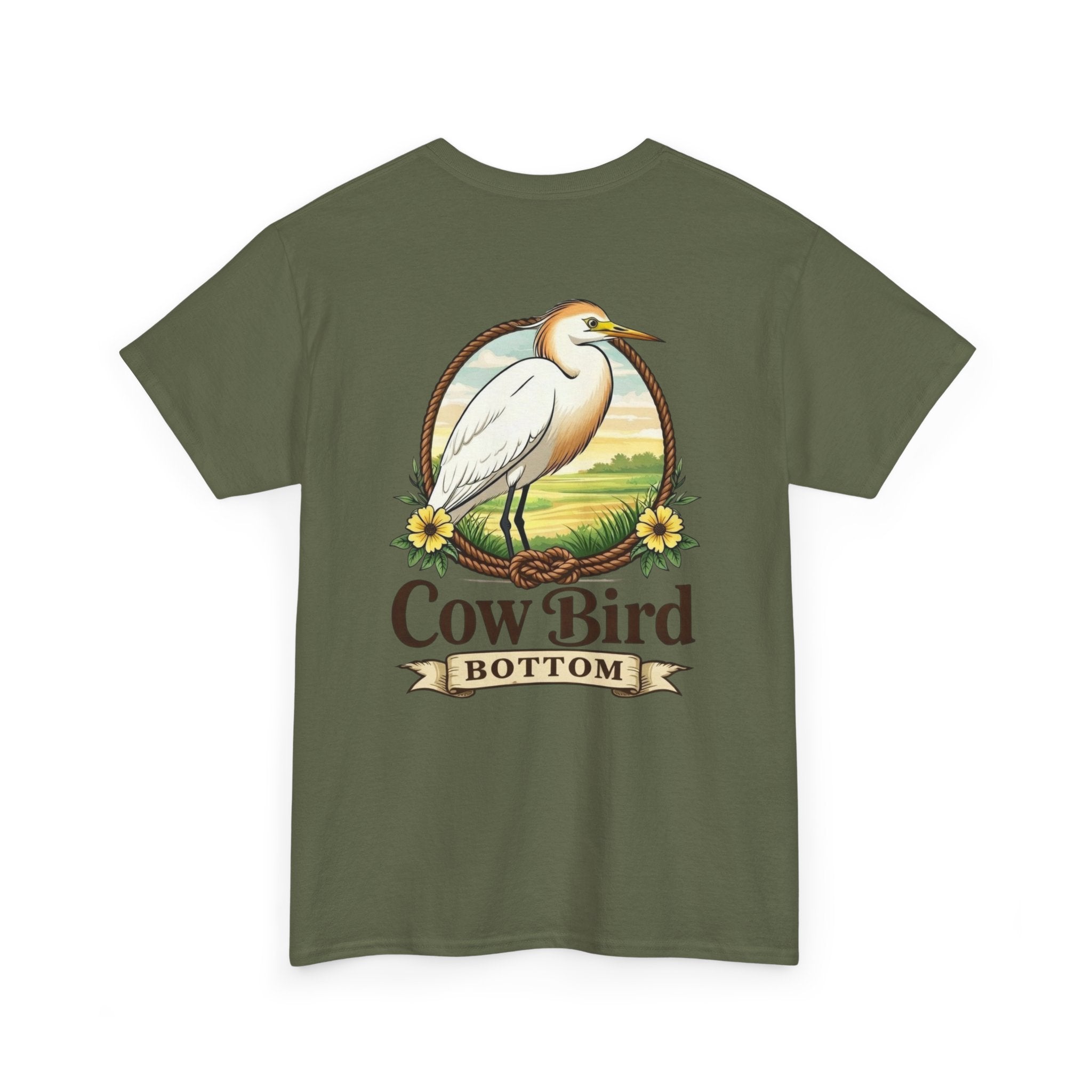 'Cow Bird Bottom' Graphic Tee — Vintage Bird Nature T‑Shirt