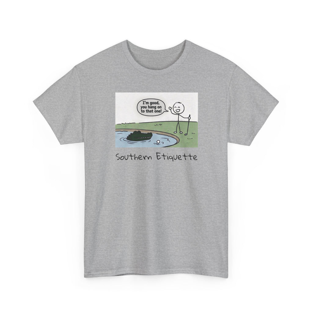 T‑Shirt — "Southern Etiquette" Alligator Cartoon Tee