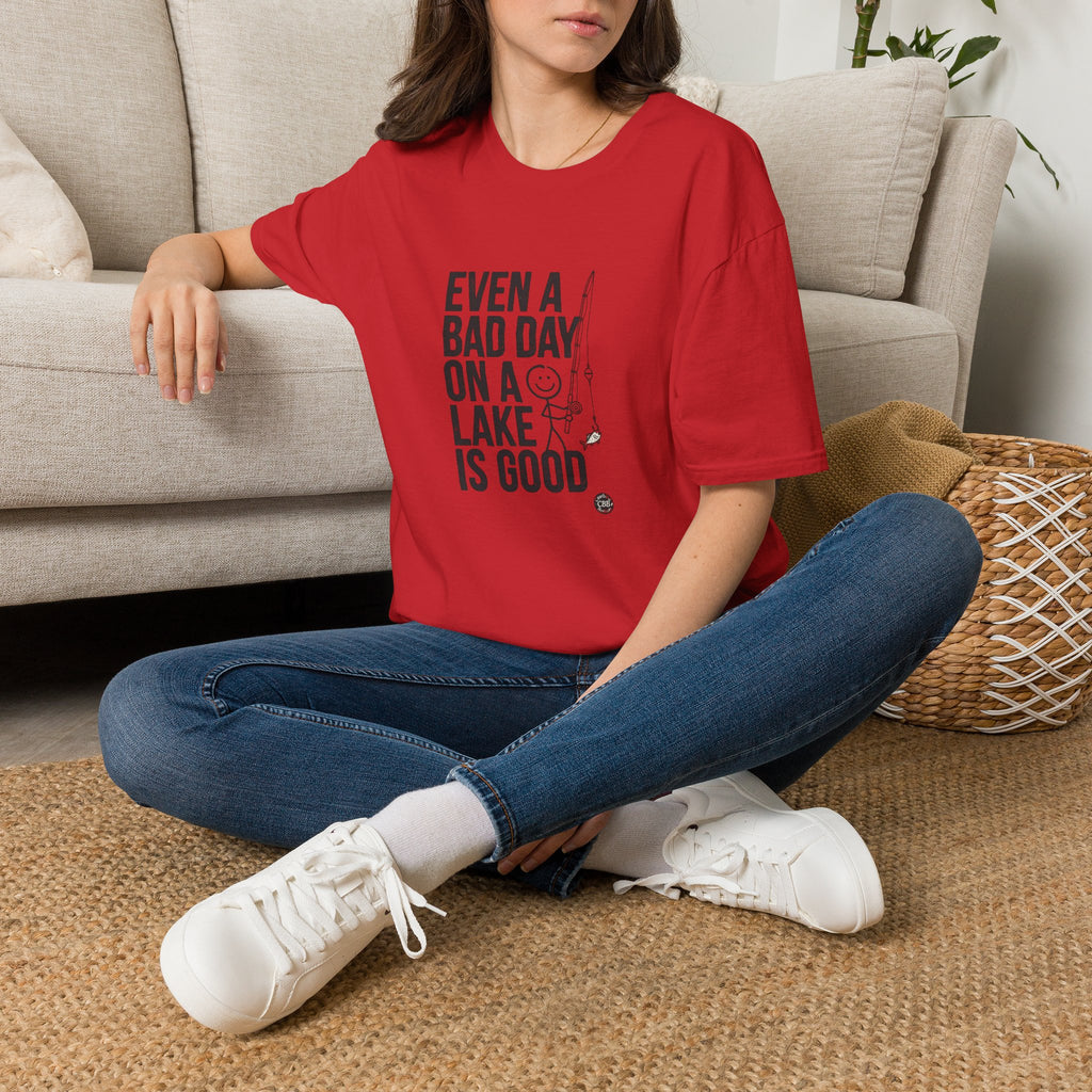 Lake Fishing T‑Shirt — "Even a Bad Day on a Lake Is Good" Relaxed Fishing Tee