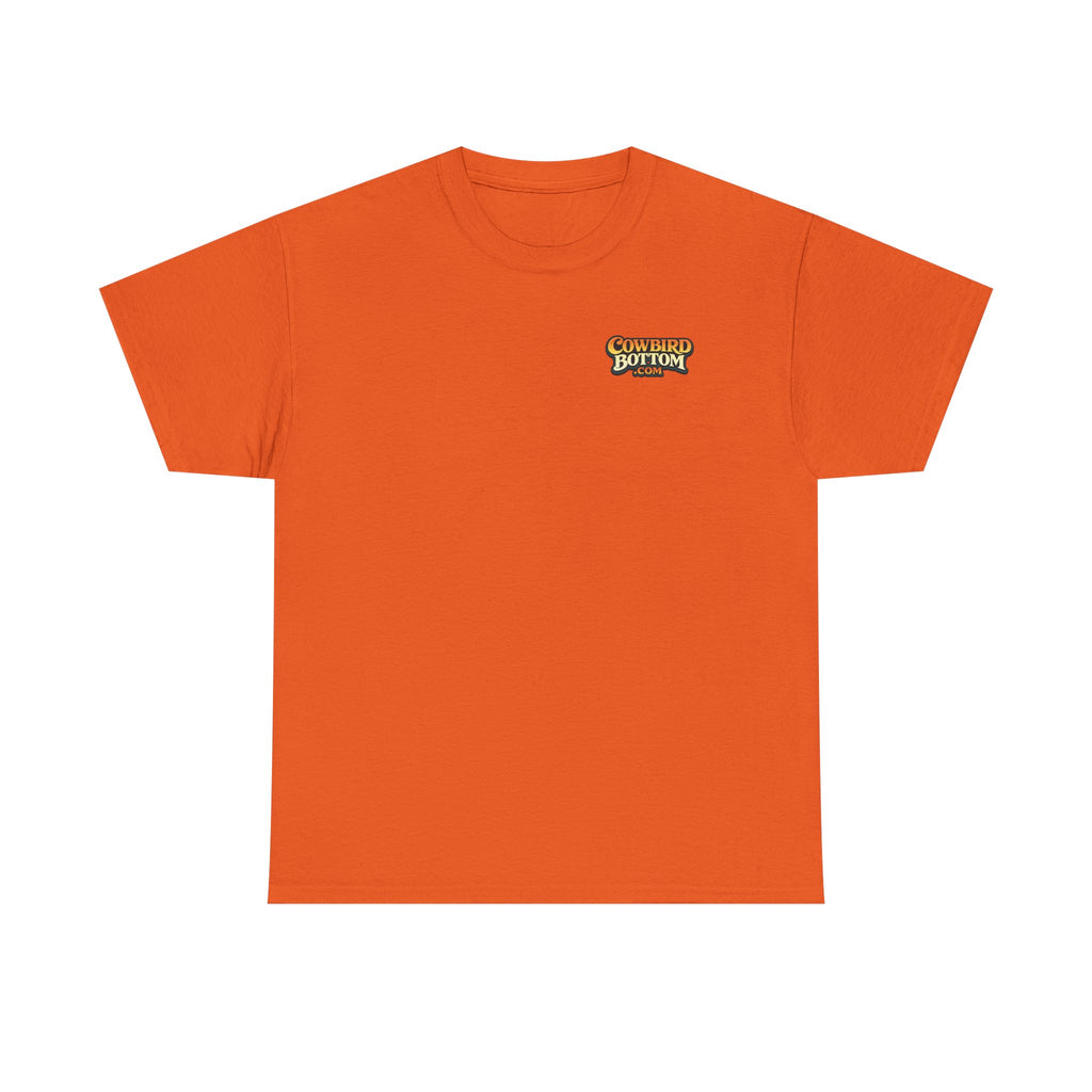 Graphic Tee — 'Cow Bird Bottom' Fishing Scene T-Shirt