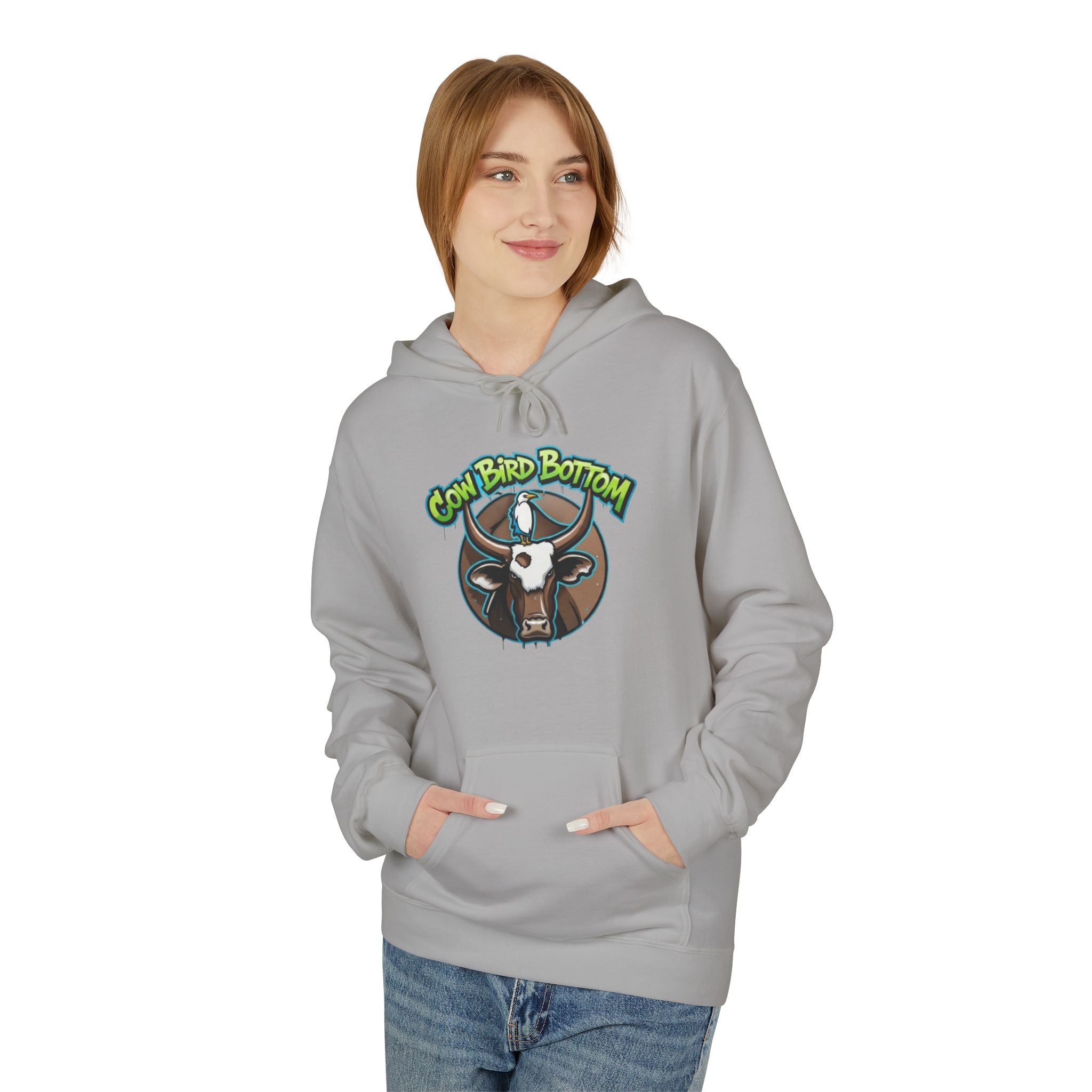 Cow Bird Bottom Hoodie — Graphic Cow Logo Pullover