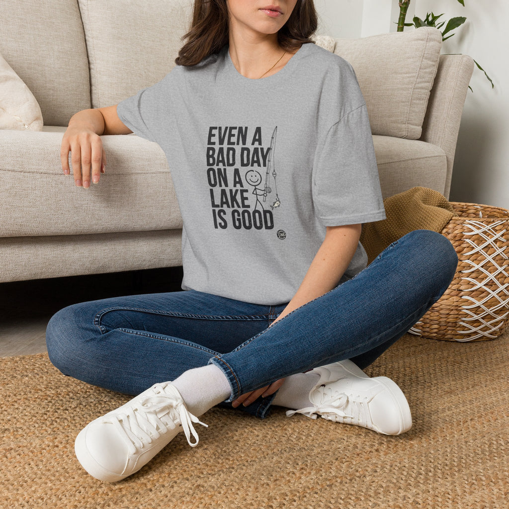 Lake Fishing T‑Shirt — "Even a Bad Day on a Lake Is Good" Relaxed Fishing Tee
