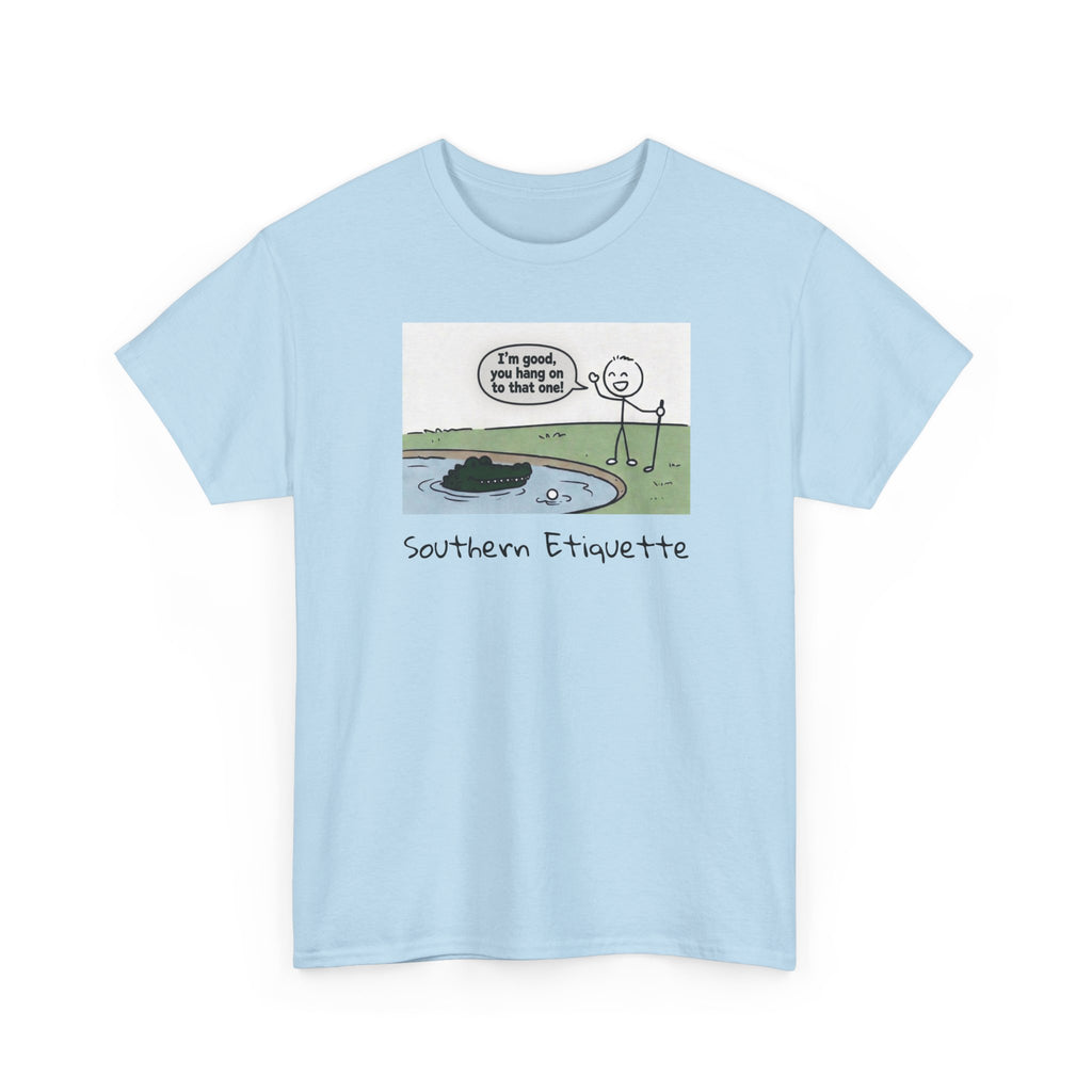 T‑Shirt — "Southern Etiquette" Alligator Cartoon Tee