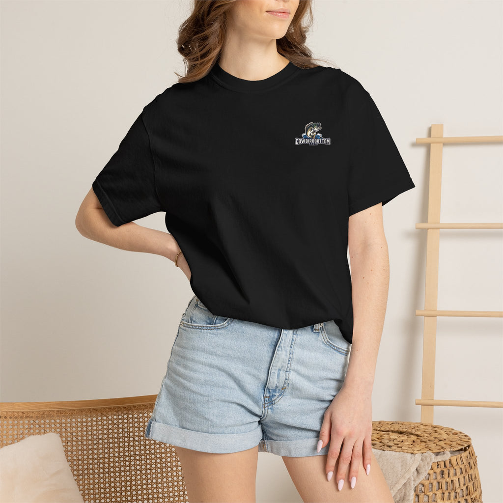 Fishing Watercolor T-Shirt — Cow Bird Bottom Graphic