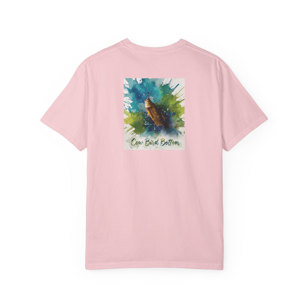 Fishing Watercolor T-Shirt — Cow Bird Bottom Graphic