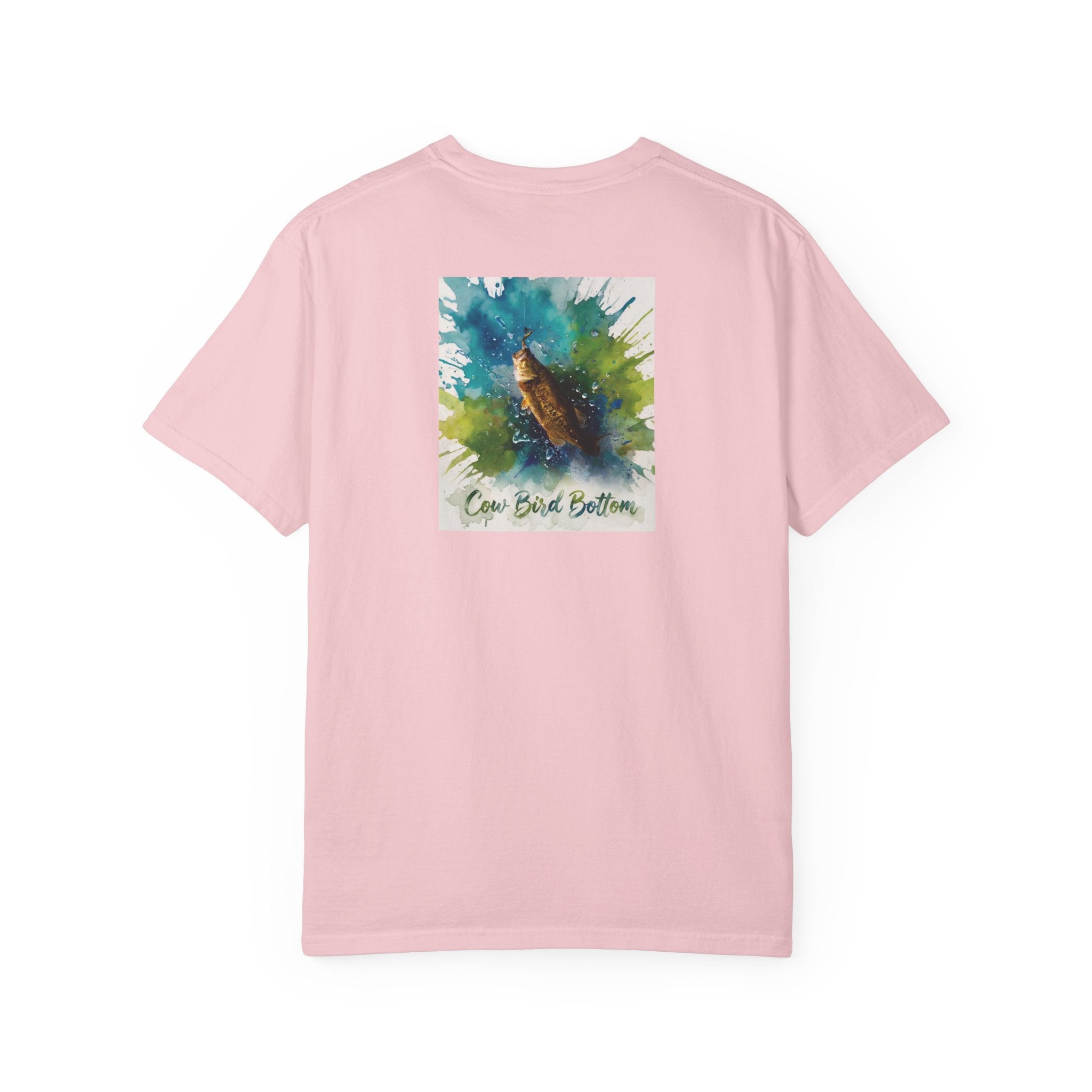 Fishing Watercolor T-Shirt — Cow Bird Bottom Graphic