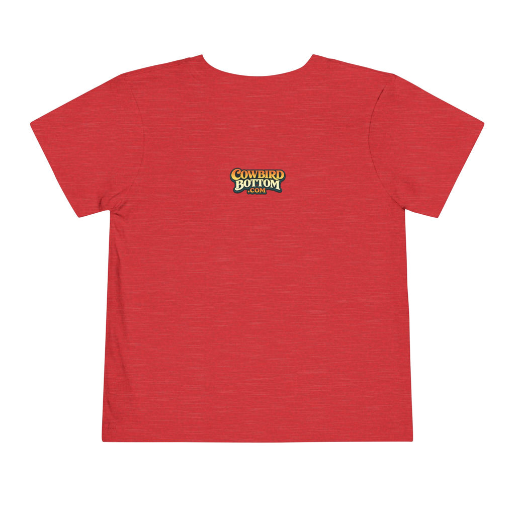 Cowbird Bottom Toddler Tee – Cute Fishing Adventure Graphic