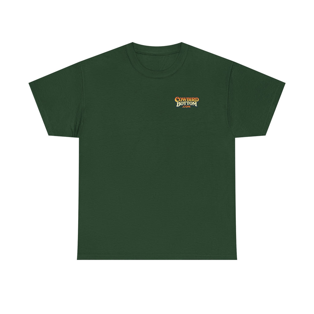Graphic Tee — 'Cow Bird Bottom' Fishing Scene T-Shirt