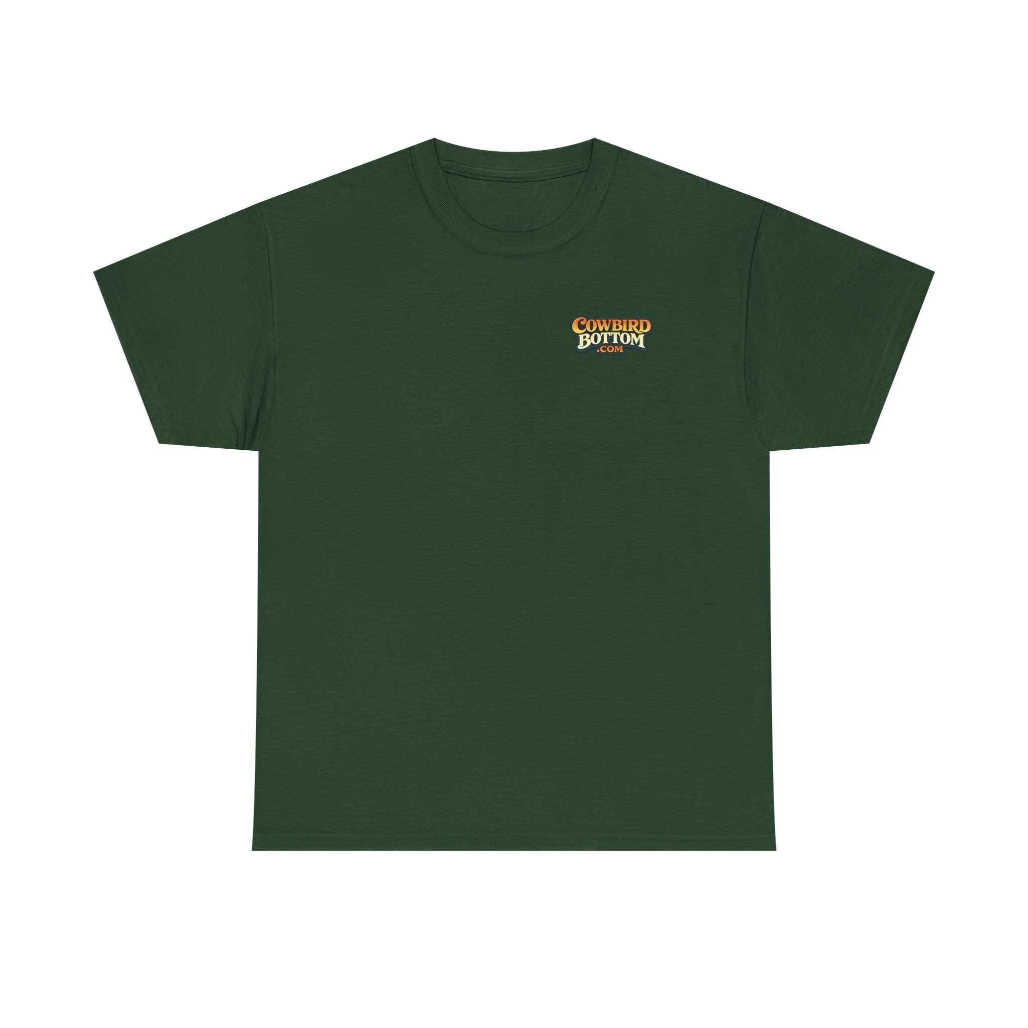 Graphic Tee — 'Cow Bird Bottom' Fishing Scene T-Shirt
