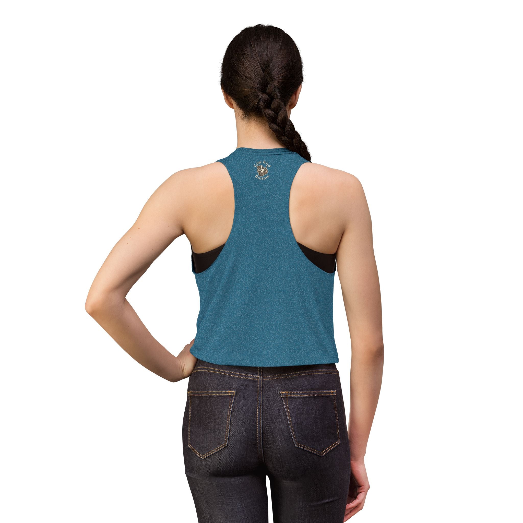 Southern Style Crop Top — 'Cow Bird Bottom' Vintage Heron Graphic