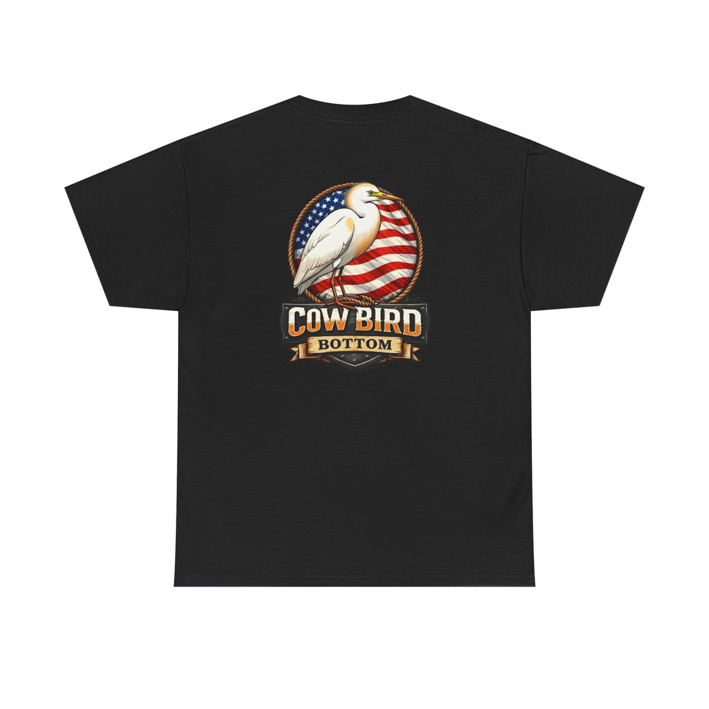T-Shirt — Cow Bird Bottom Patriotic Graphic Tee