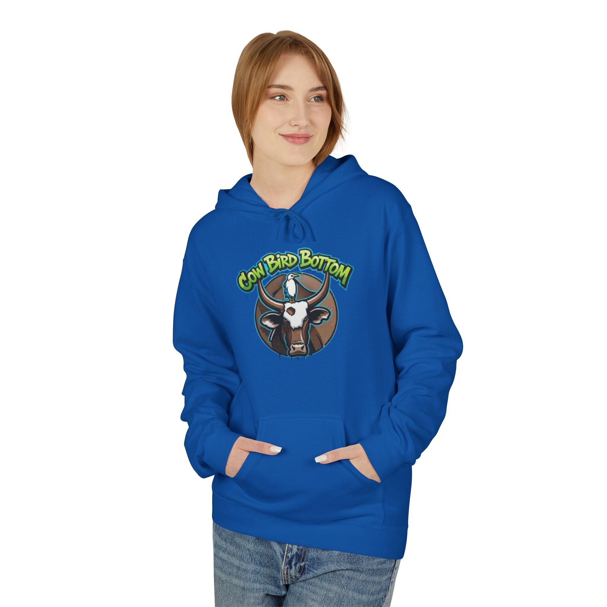 Cow Bird Bottom Hoodie — Graphic Cow Logo Pullover