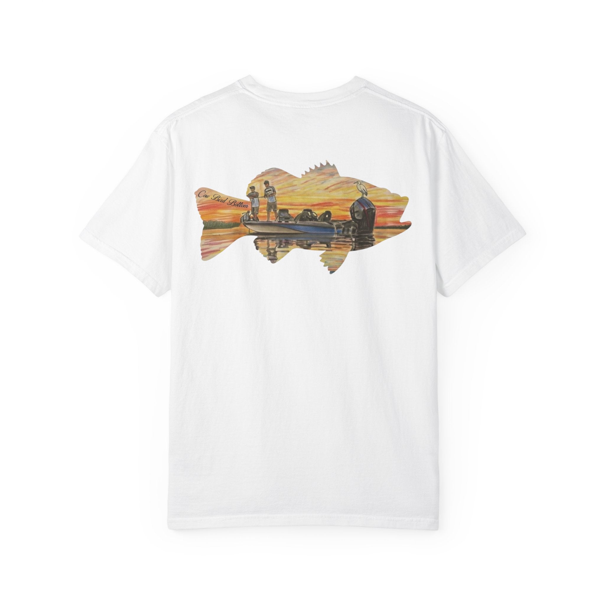Fishing Sunset T-Shirt — Bass Silhouette with Anglers Graphic