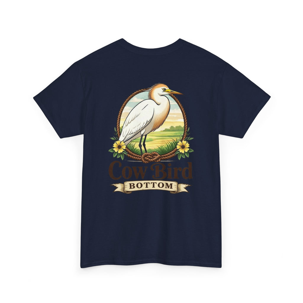 'Cow Bird Bottom' Graphic Tee — Vintage Bird Nature T‑Shirt