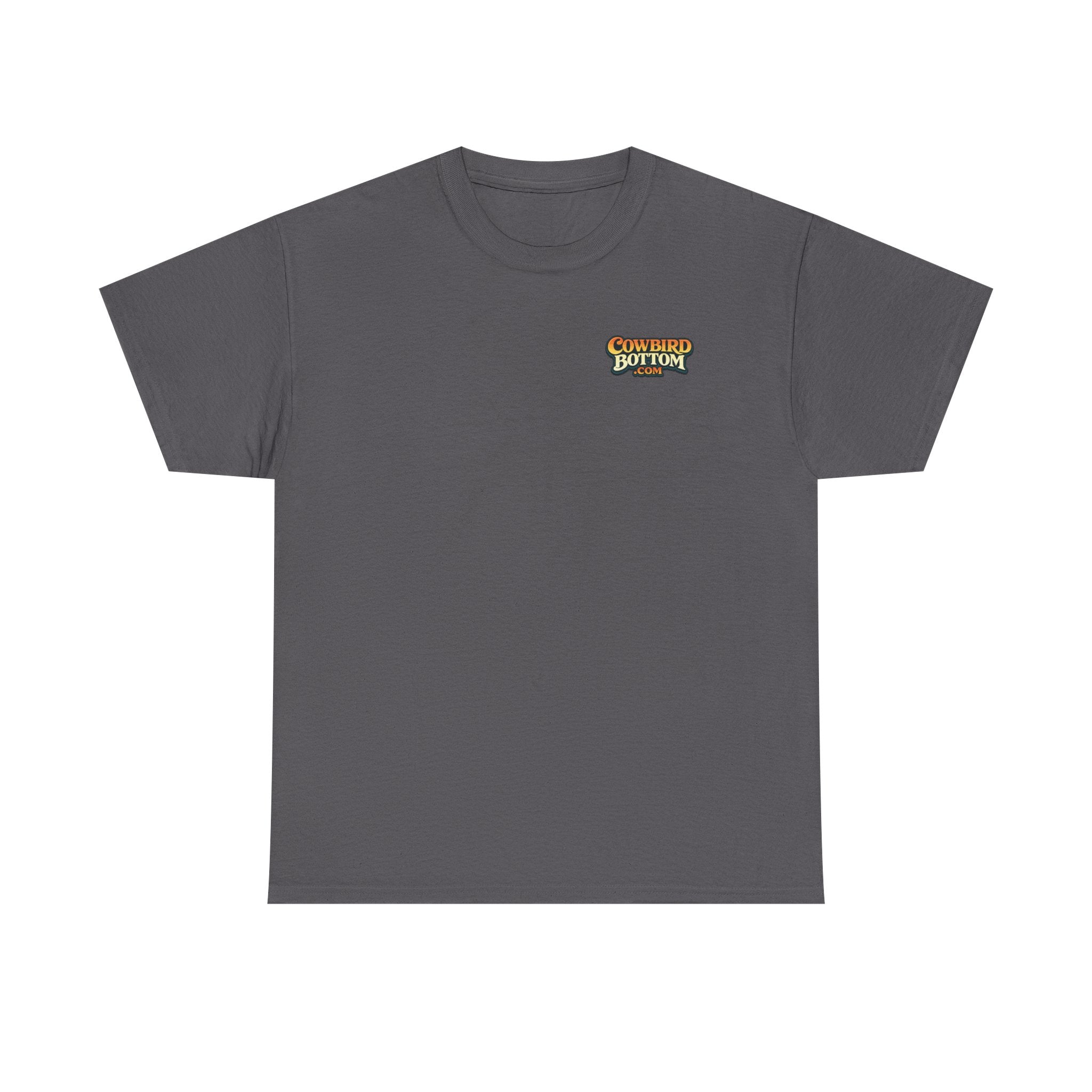 Graphic Tee — 'Cow Bird Bottom' Fishing Scene T-Shirt