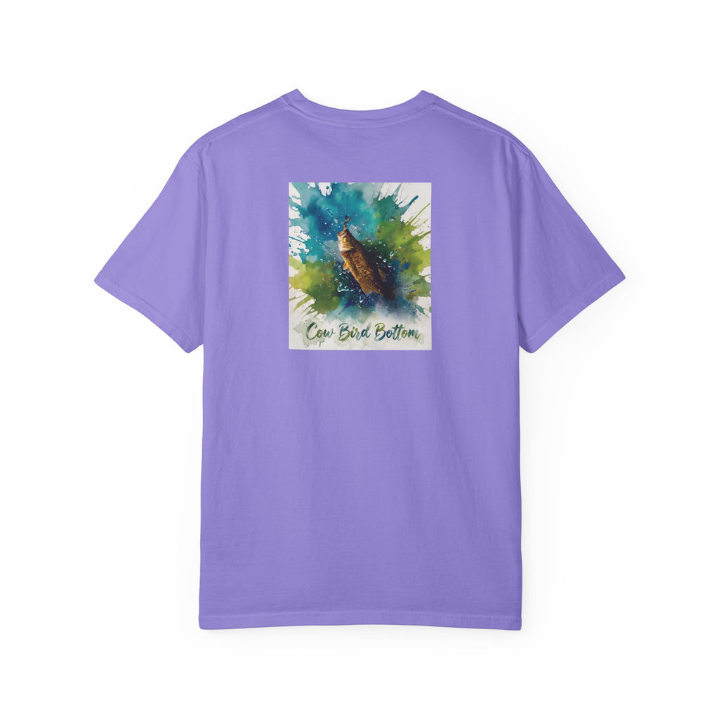 Fishing Watercolor T-Shirt — Cow Bird Bottom Graphic