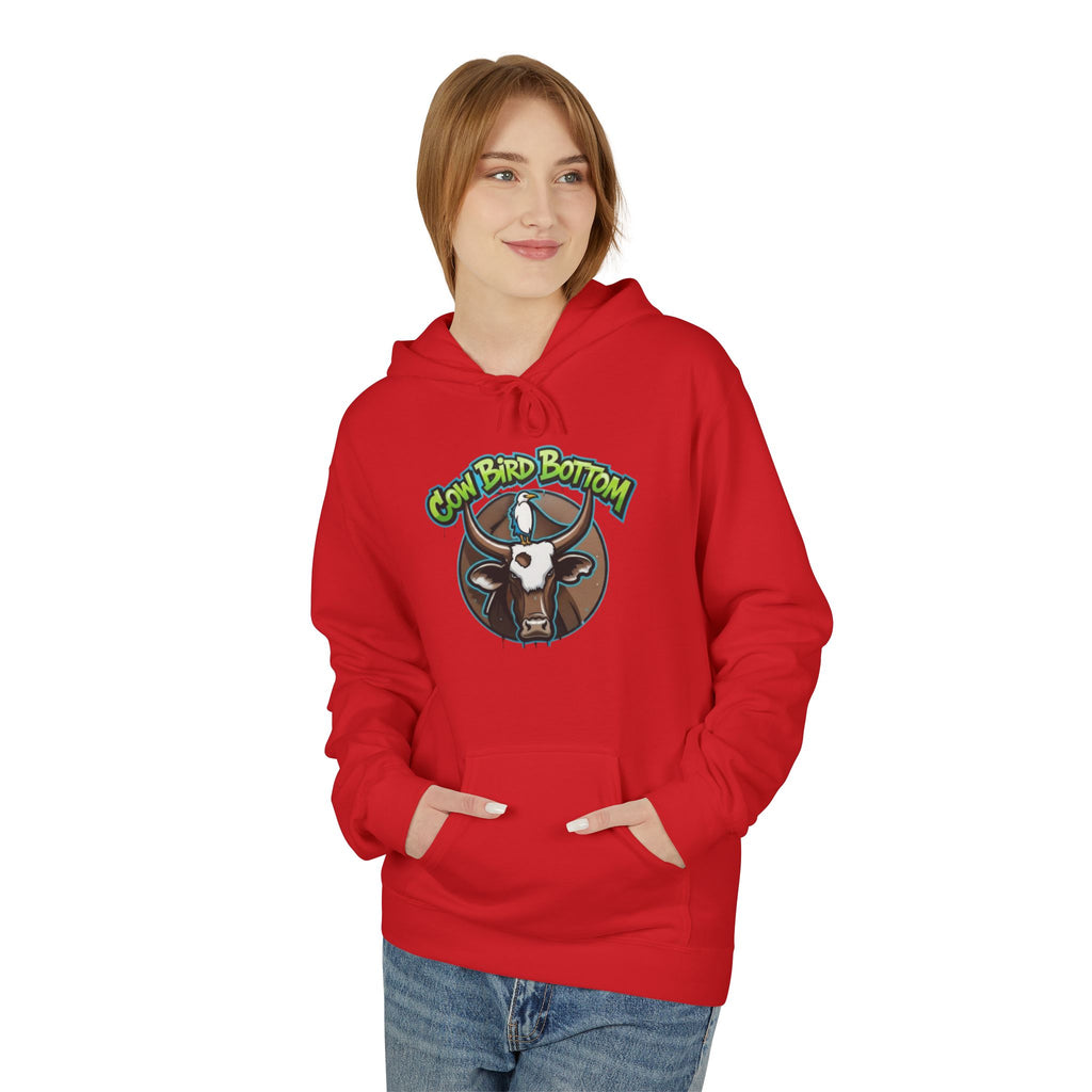 Cow Bird Bottom Hoodie — Graphic Cow Logo Pullover