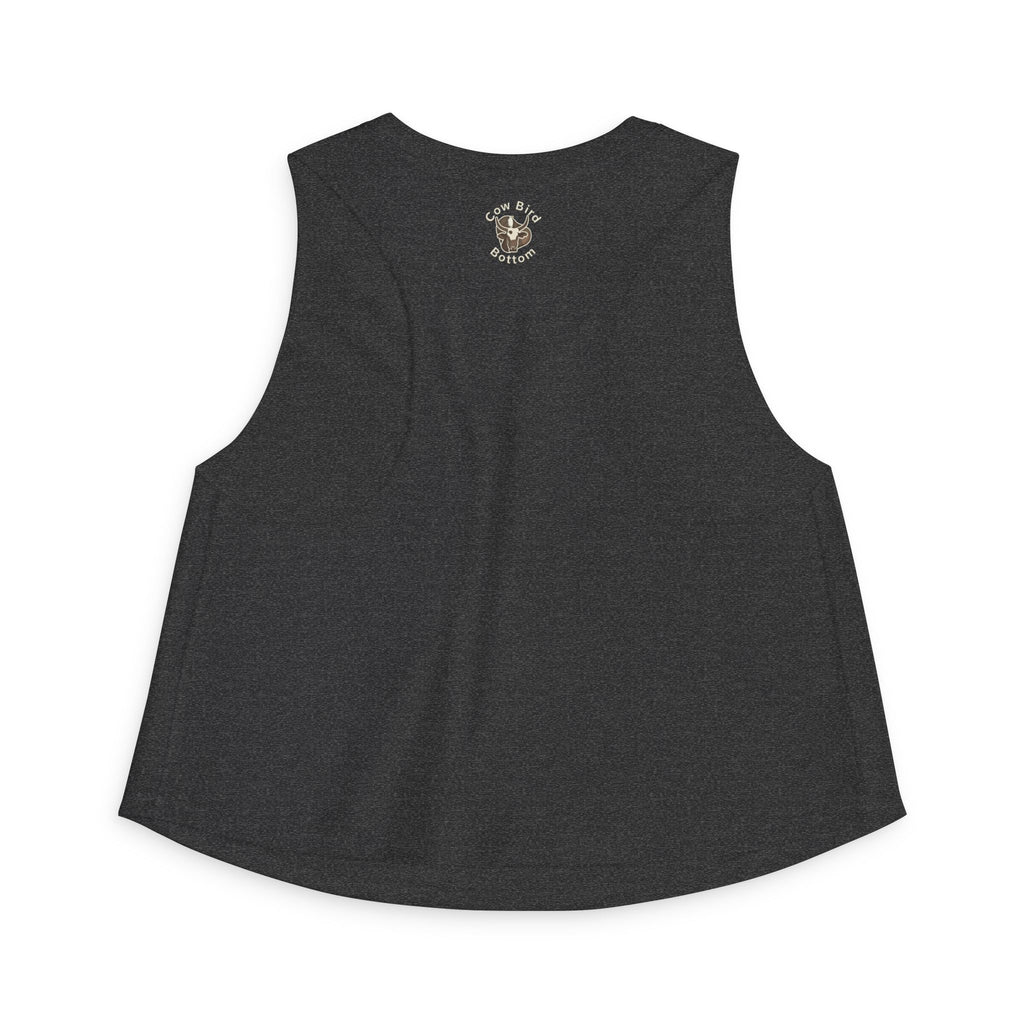 Southern Style Crop Top — 'Cow Bird Bottom' Vintage Heron Graphic
