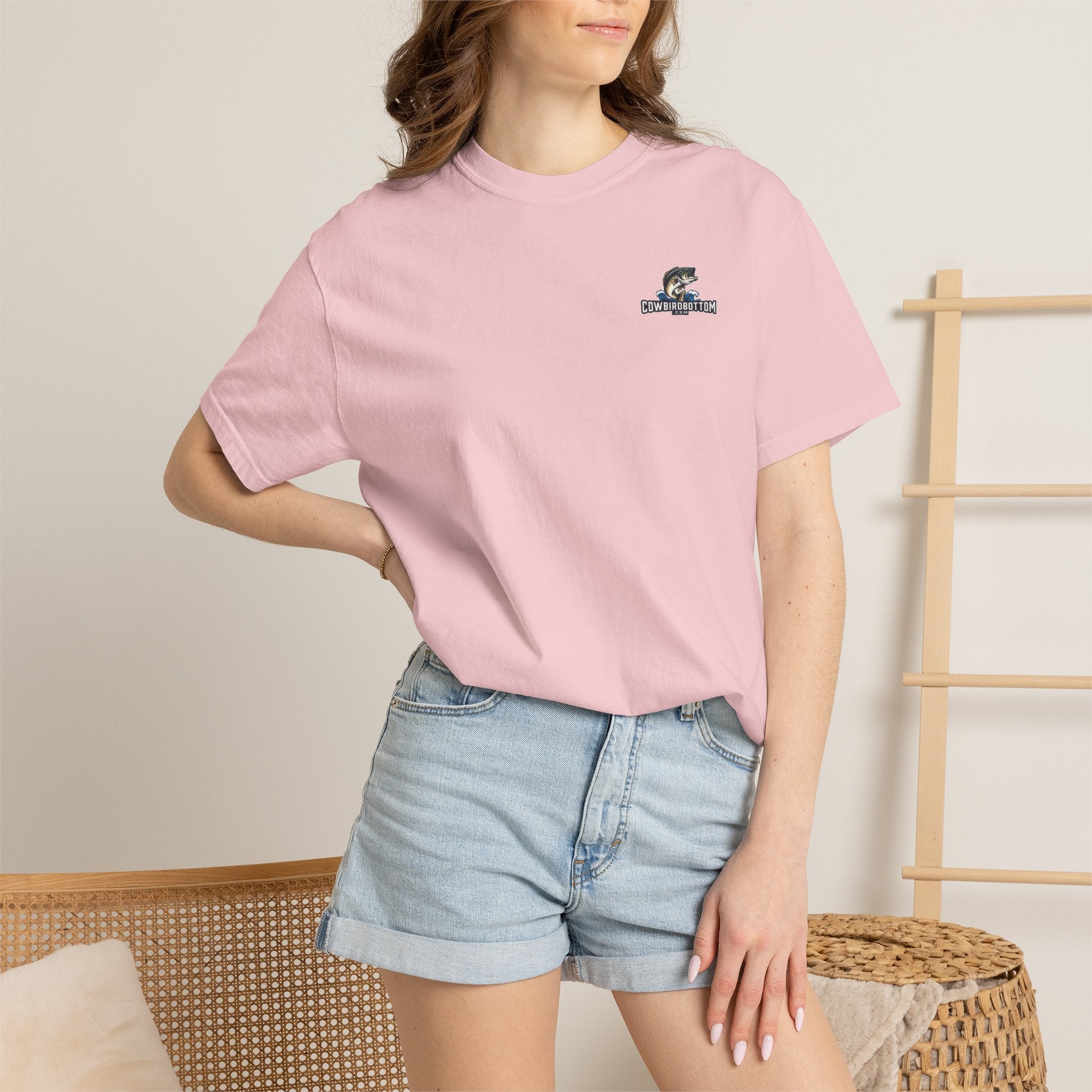 Fishing Watercolor T-Shirt — Cow Bird Bottom Graphic