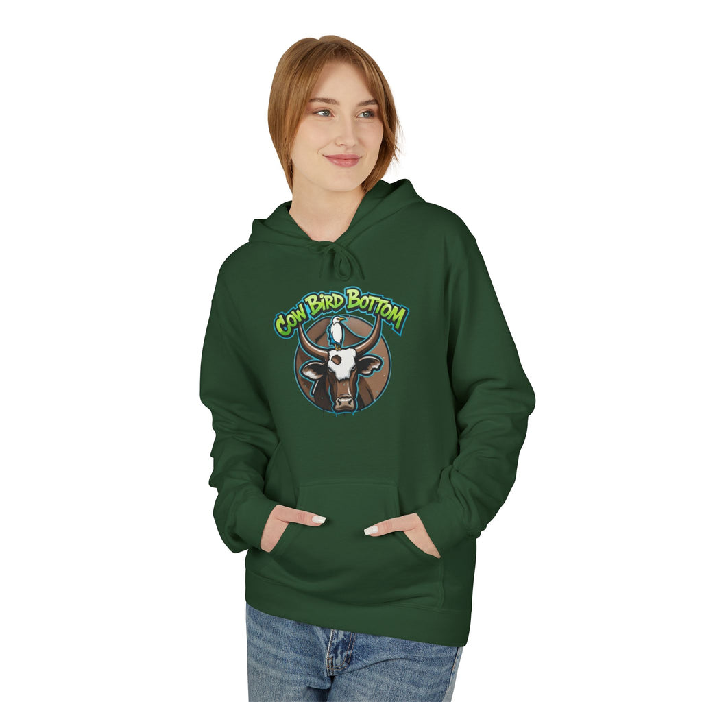 Cow Bird Bottom Hoodie — Graphic Cow Logo Pullover