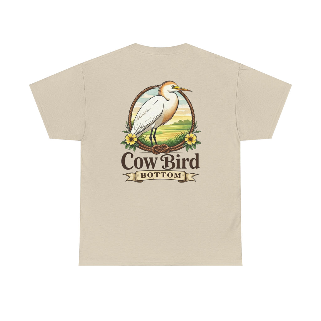 'Cow Bird Bottom' Graphic Tee — Vintage Bird Nature T‑Shirt