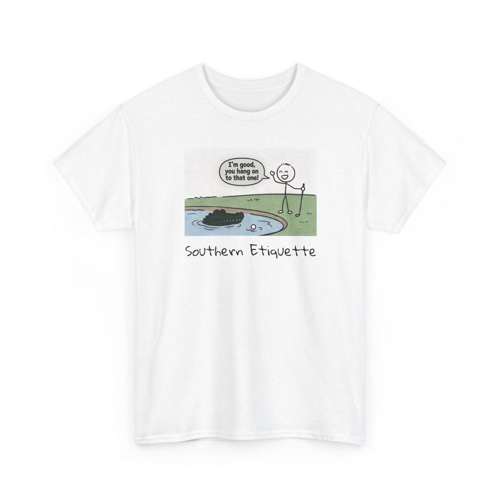T‑Shirt — "Southern Etiquette" Alligator Cartoon Tee