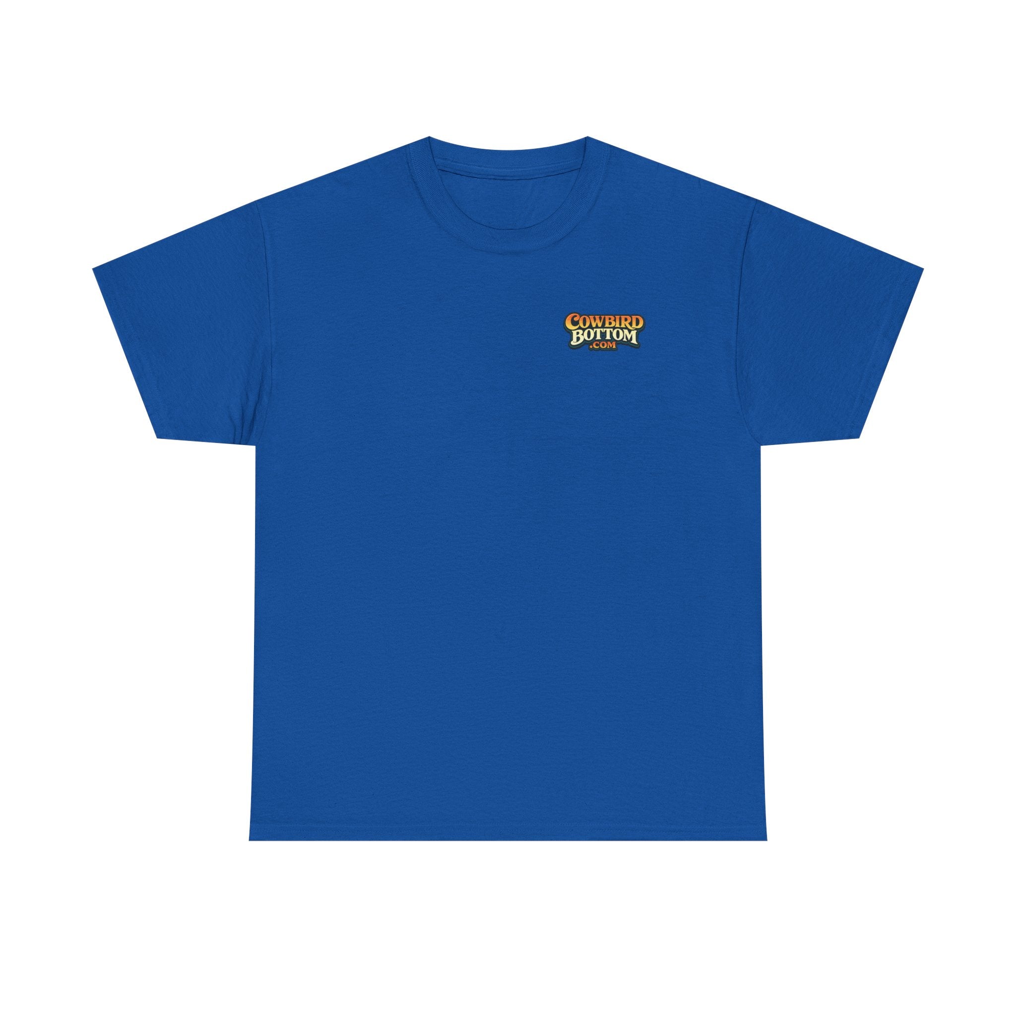 Graphic Tee — 'Cow Bird Bottom' Fishing Scene T-Shirt