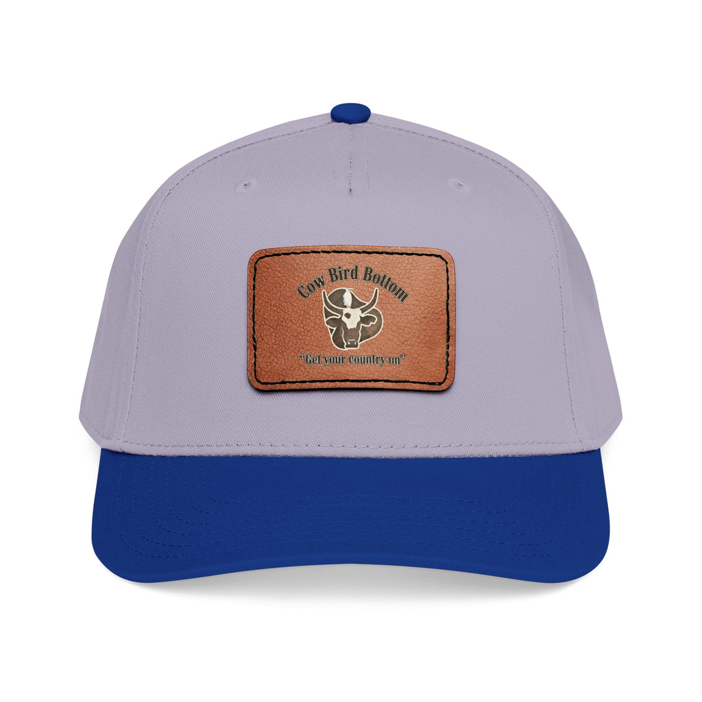 Cow Bird Bottom-Leather Patch Baseball Cap  Rustic Western Trucker Hat