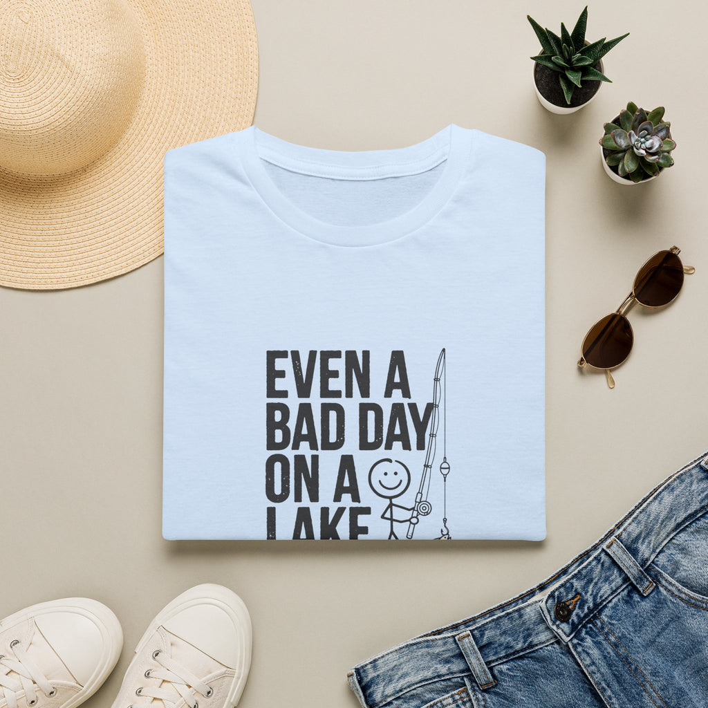 Lake Fishing T‑Shirt — "Even a Bad Day on a Lake Is Good" Relaxed Fishing Tee