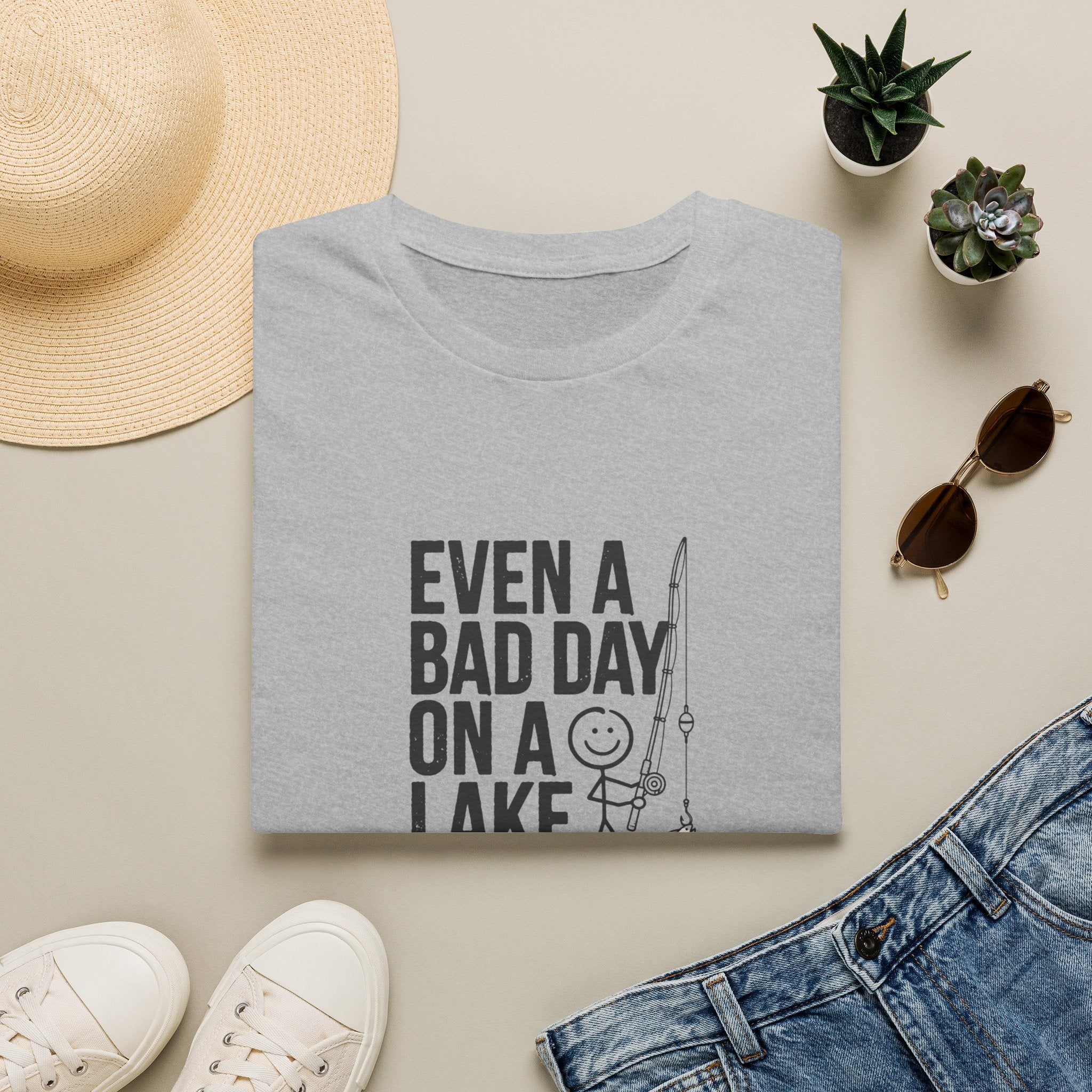 Lake Fishing T‑Shirt — "Even a Bad Day on a Lake Is Good" Relaxed Fishing Tee
