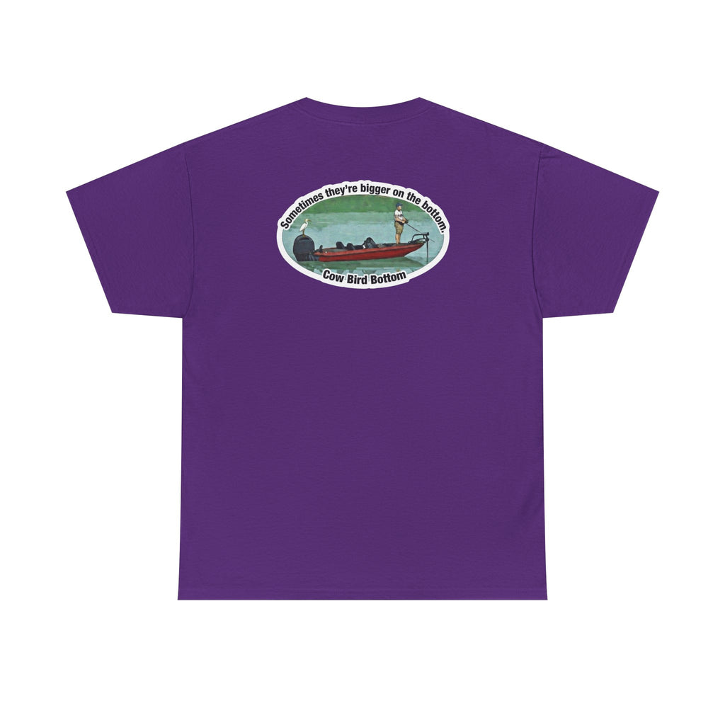 Graphic Tee — 'Cow Bird Bottom' Fishing Scene T-Shirt