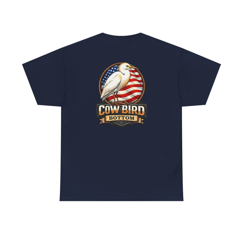 T-Shirt — Cow Bird Bottom Patriotic Graphic Tee