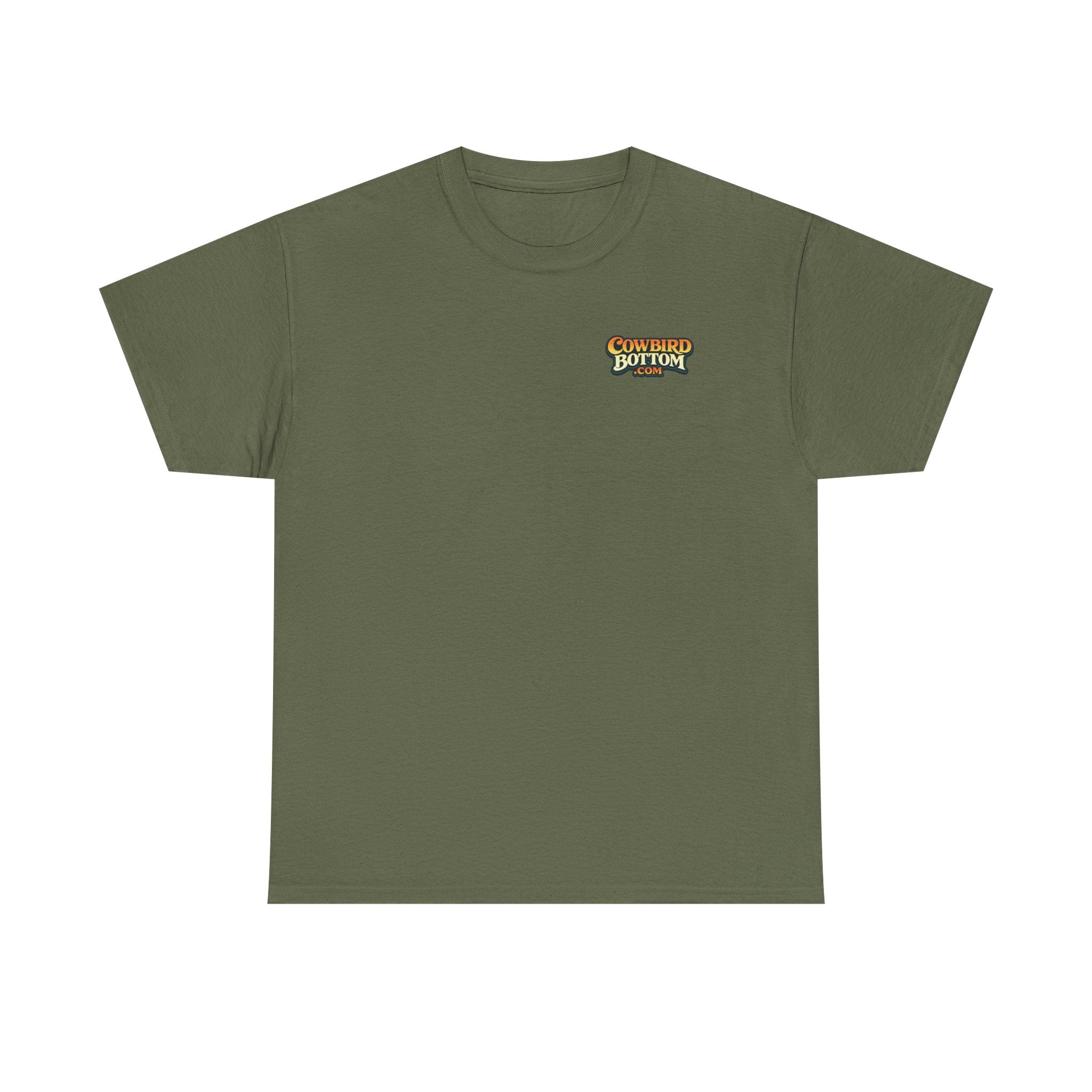 Graphic Tee — 'Cow Bird Bottom' Fishing Scene T-Shirt