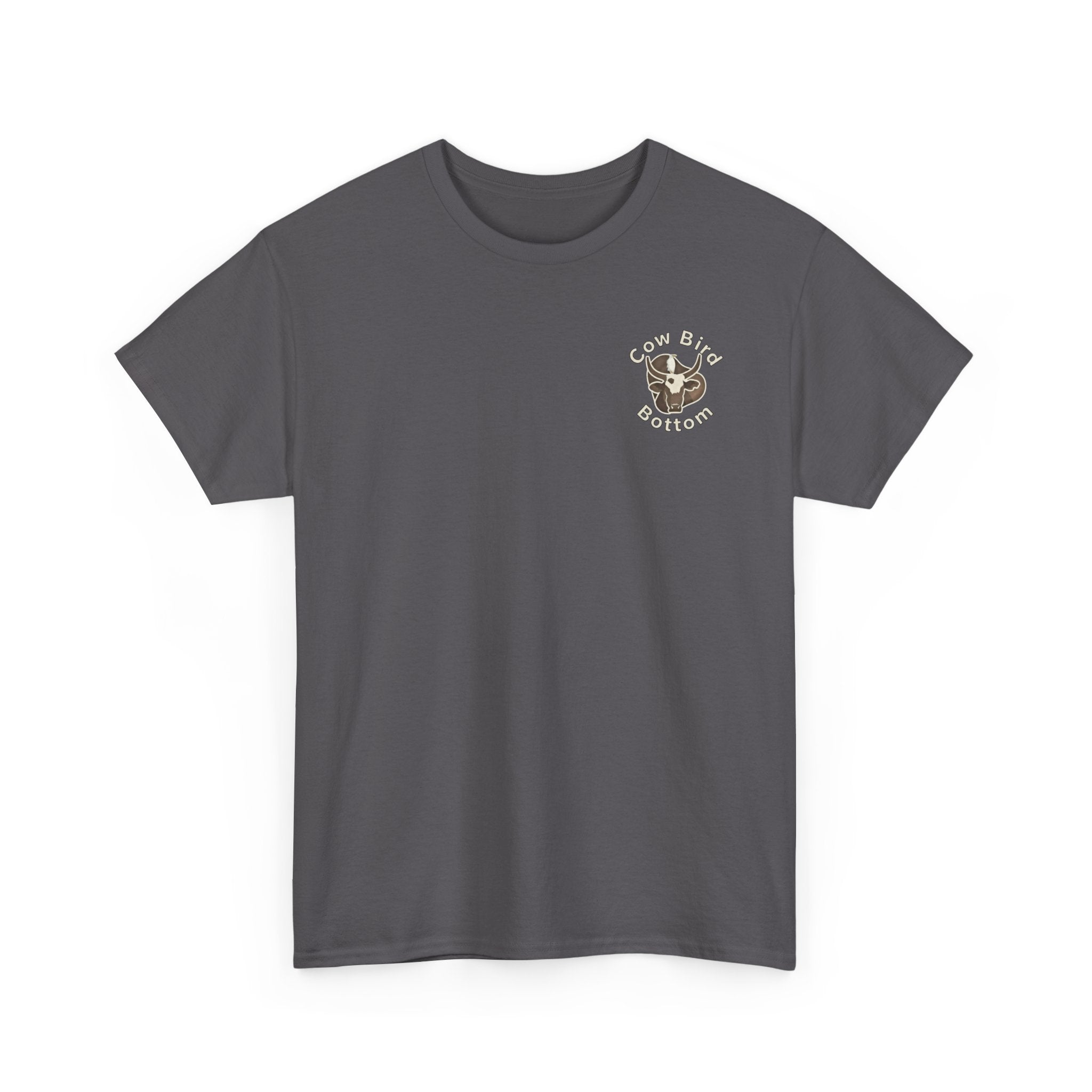 Cow Bird Bottoms Graphic Tee — Vintage Cow Skull Ranch T-Shirt