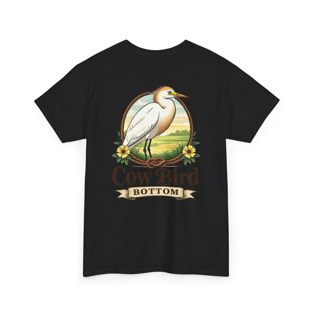 'Cow Bird Bottom' Graphic Tee — Vintage Bird Nature T‑Shirt