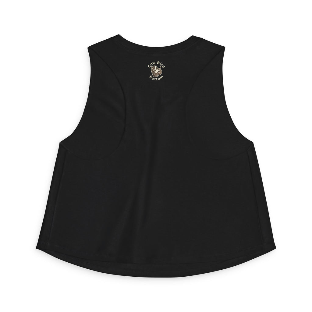 Southern Style Crop Top — 'Cow Bird Bottom' Vintage Heron Graphic